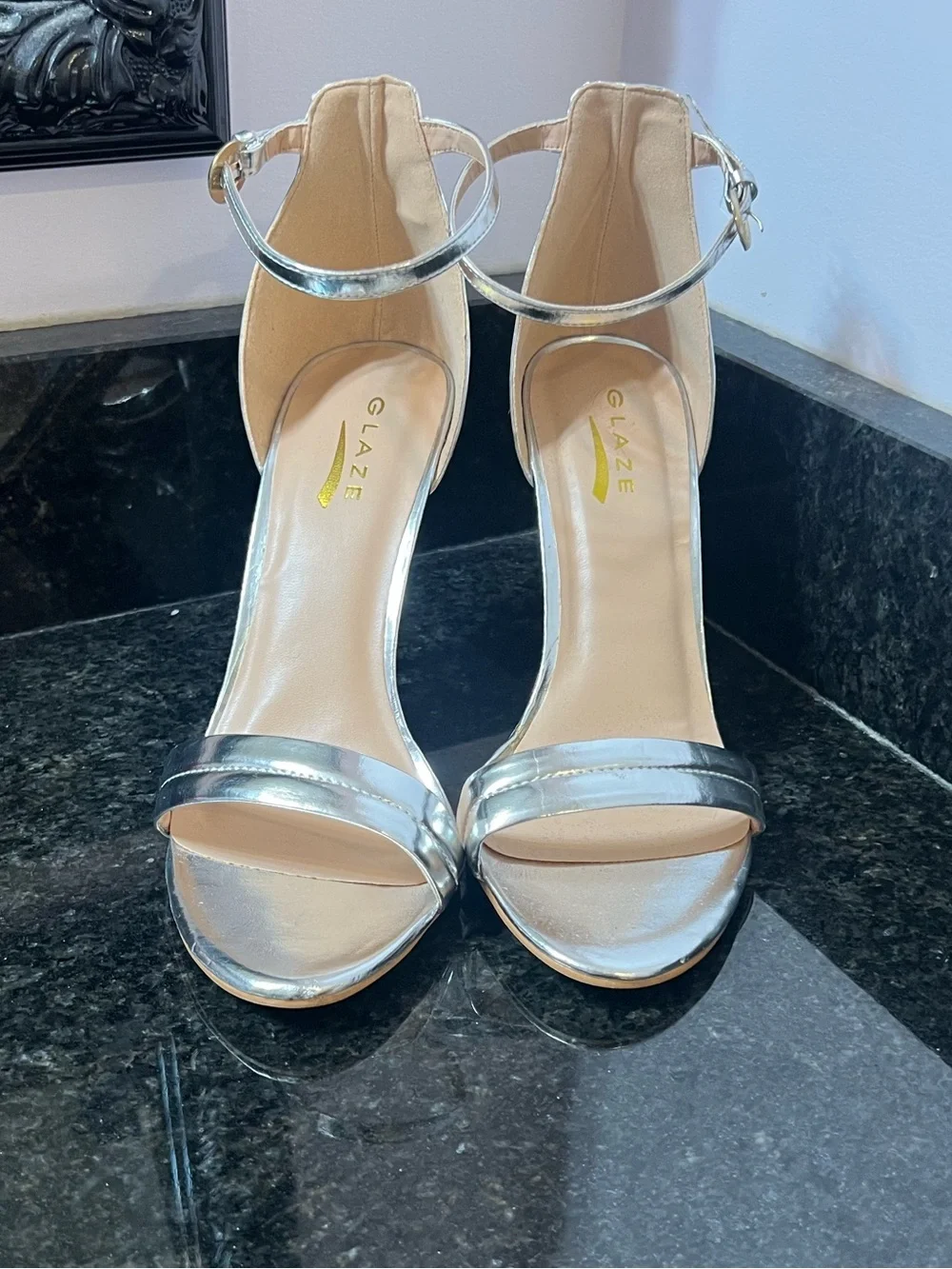 Silver Ankle-Strap High Heels